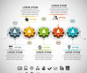 3D gear business infographic vector 03