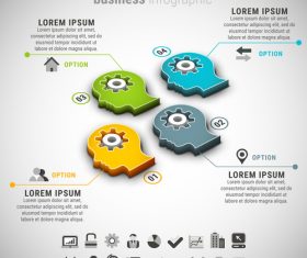 3D gear business infographic vector 04