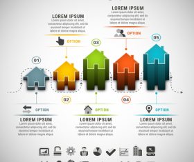 3D house business infographic vector 01