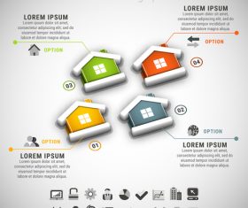 3D house business infographic vector 02