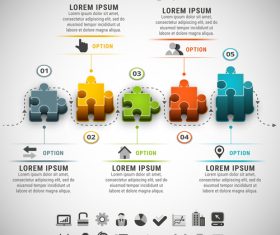 3D puzzle business infographic vector 01