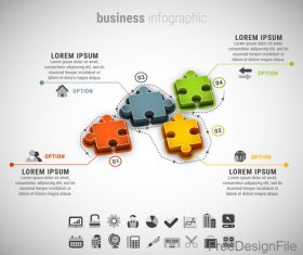 3D puzzle business infographic vector 02