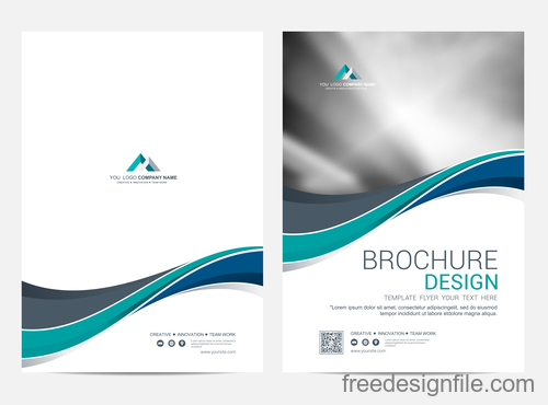 Abstract wavy brochure cover vector template 06
