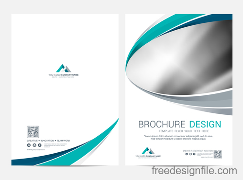 Abstract wavy brochure cover vector template 08