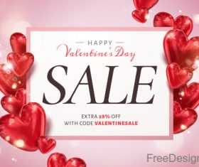 Air red heart balloons with valentines sale design vector