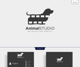 Animal studio logo and business card template vector