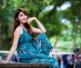 Asian girl with Brilliant smile Stock Photo