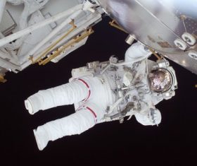 Astronaut walking maintenance in space Stock Photo 07