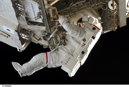 Astronaut walking maintenance in space Stock Photo 09