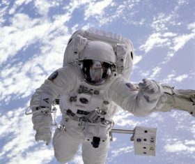Astronaut walking maintenance in space Stock Photo 13