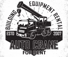 Auto crane vintage emblem vector 01