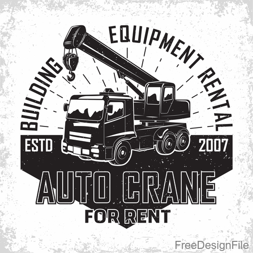 Auto crane vintage emblem vector 01