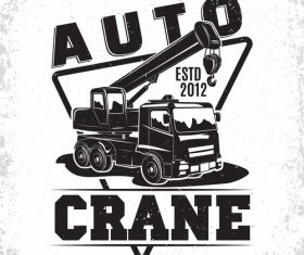 Auto crane vintage emblem vector 02