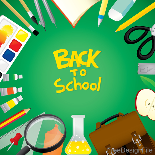 Back to school design with green background vector