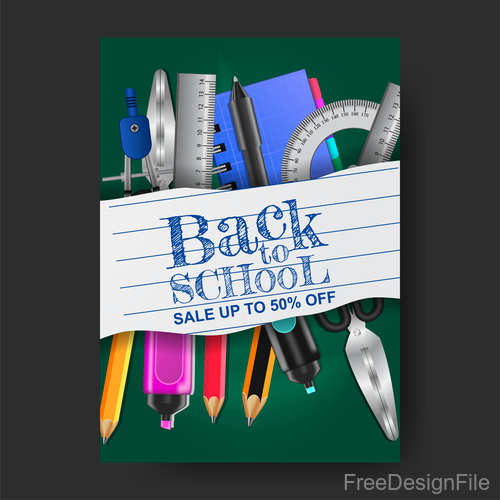 Back to school poster template vector material 02