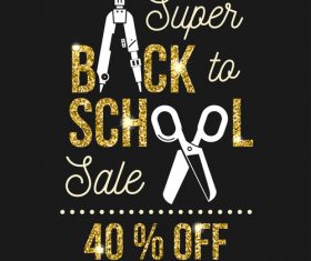Back to school sale background with golden accessories vector 01