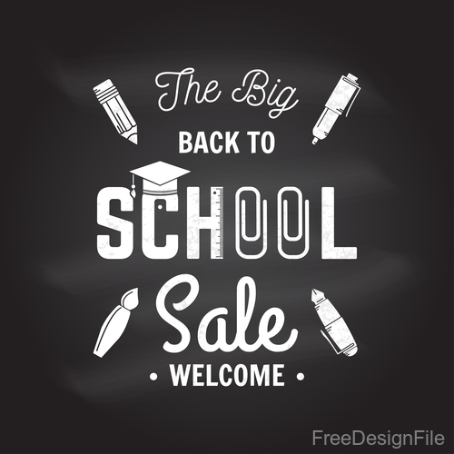 Back to school sale discount blackboard background vector 02