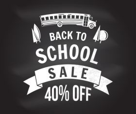 Back to school sale discount blackboard background vector 03