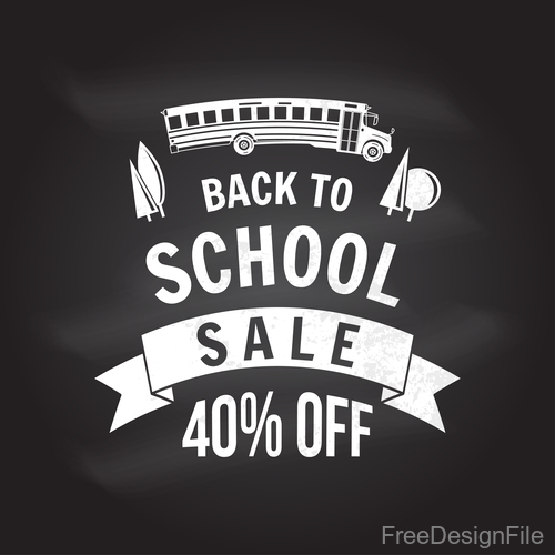 Back to school sale discount blackboard background vector 03