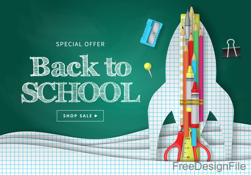 Back to school special offer sale background vector