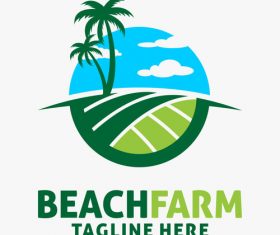 Beach farm logo design vectors