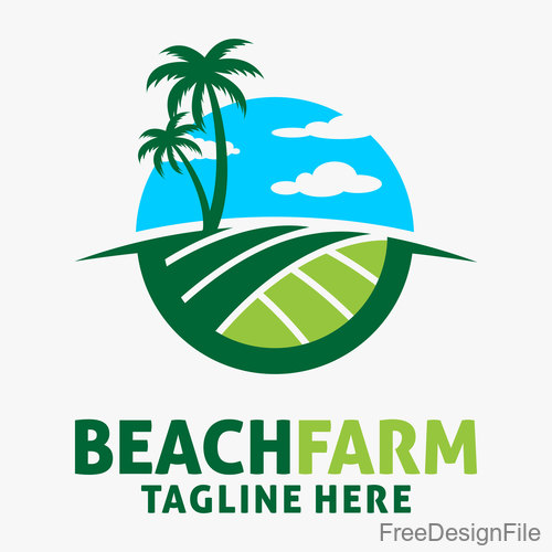 Beach farm logo design vectors