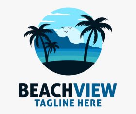 Beach view logo design vectors