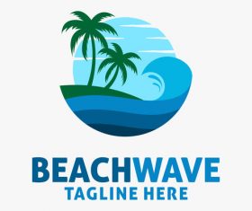 Beach wave logo design vectors