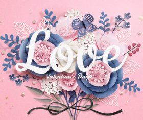 Beautiful flower with valentines day card vector