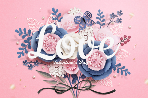 Beautiful flower with valentines day card vector