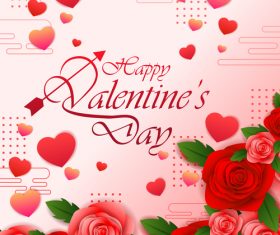 Beautiful red flower valentines day card design vector 02