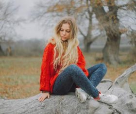Beautiful woman wearing jeans Stock Photo 07