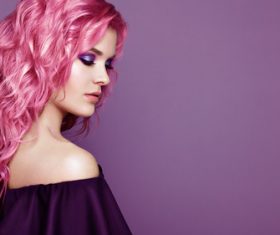 Beauty fashion model girl with colorful dyed hair Stock Photo 01