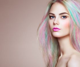 Beauty fashion model girl with colorful dyed hair Stock Photo 02