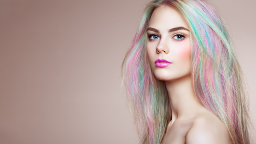 Beauty fashion model girl with colorful dyed hair Stock Photo 02