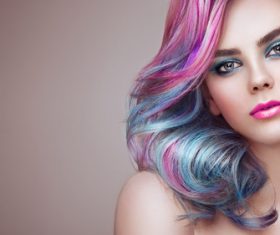 Beauty fashion model girl with colorful dyed hair Stock Photo 04