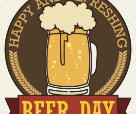 Beer day retor badge vector