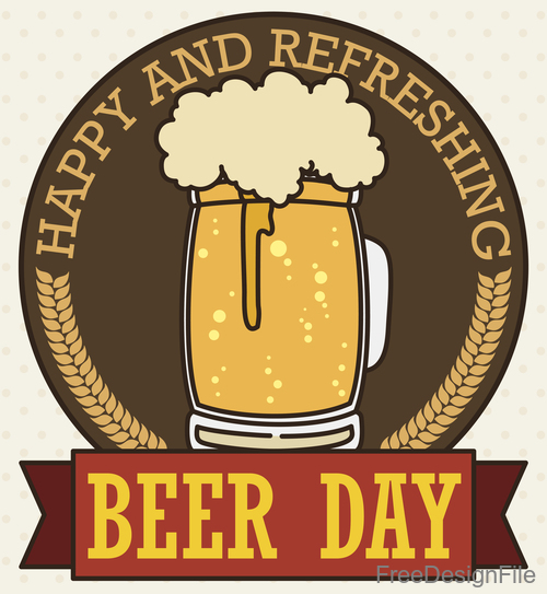 Beer day retor badge vector