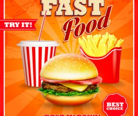 Best in town fast food poster vector