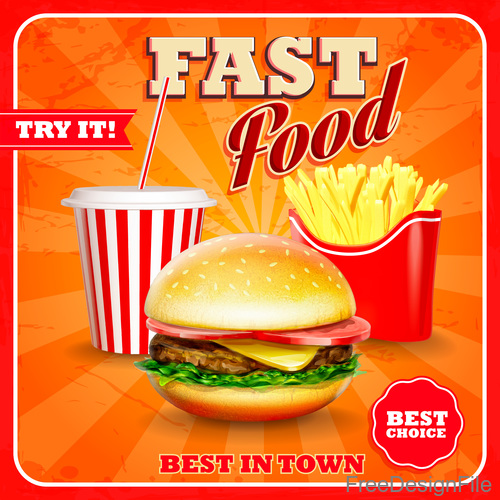Best in town fast food poster vector