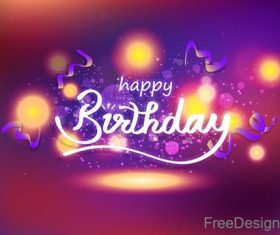Birthday blurs background with purple ribbon vector