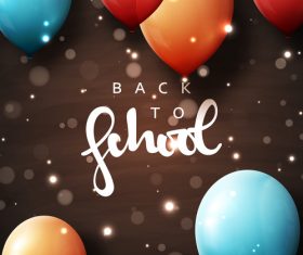 Black back to school background with colored balloons vector 01
