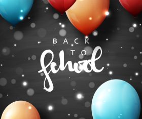 Black back to school background with colored balloons vector 02