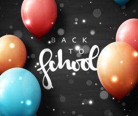 Black back to school background with colored balloons vector 03