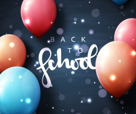 Black back to school background with colored balloons vector 04