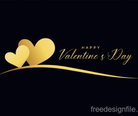 Black valentines card with golden heart vectors