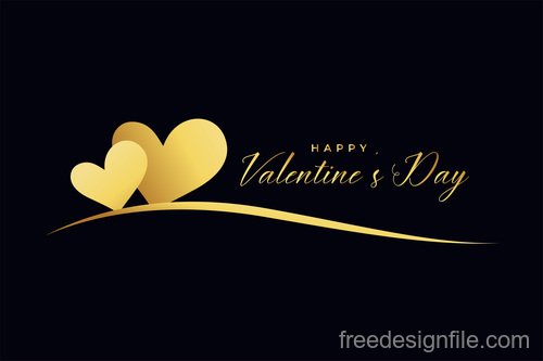 Black valentines card with golden heart vectors
