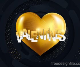 Black valentines day background with golden air heart vector 02