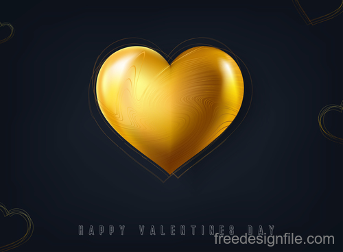 Black valentines day background with golden air heart vector 04