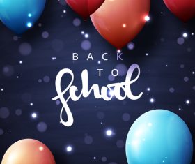 Blue back to school background with colored balloons vector